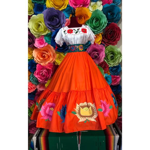 Mexican Black teared skirt only Day of the dead 5 de Mayo single  skirt mexico - Picture 11 of 11